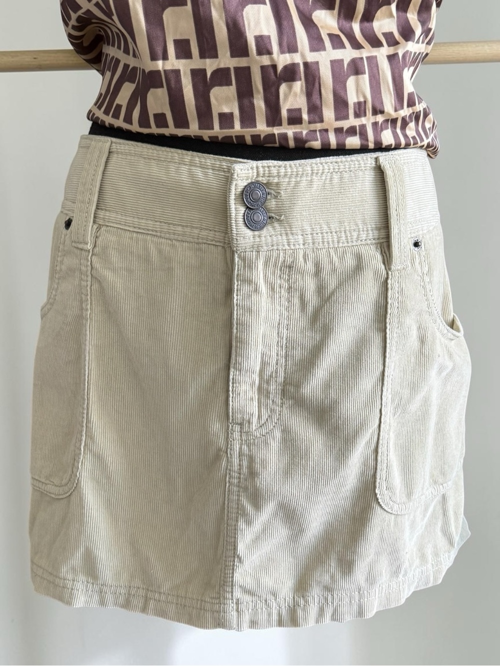 Abercrombie & Fitch Neutral Beige Corduroy Mini Skirt